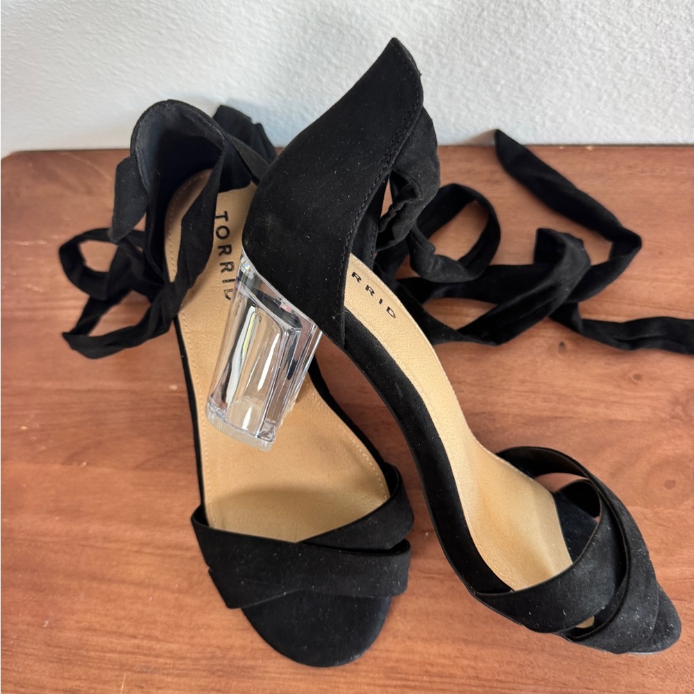 NEW, never worn. Torrid Black Strappy Heels